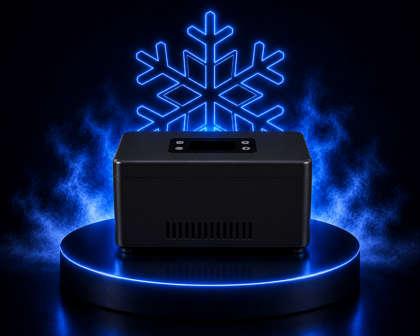 Portable mini fridge and travel cooler 2–8°C – black, front
