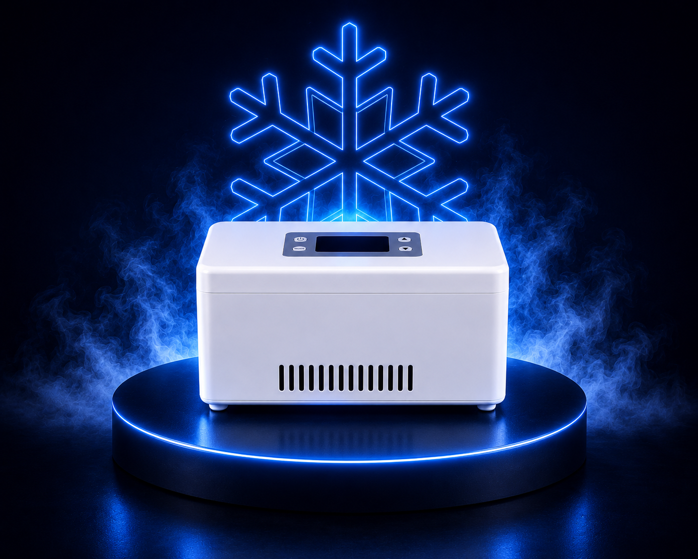 Portable mini fridge and travel cooler 2–8°C – white, front